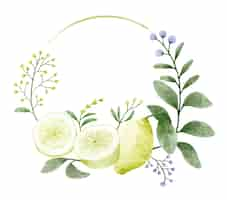 Free vector wreath decorated with branches. flowers and leaves are decorated with lemon.