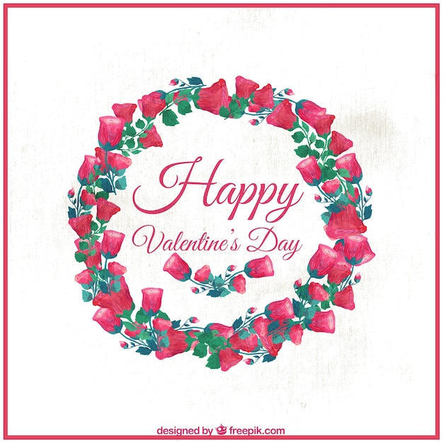 Wreath of happy valentine's roses