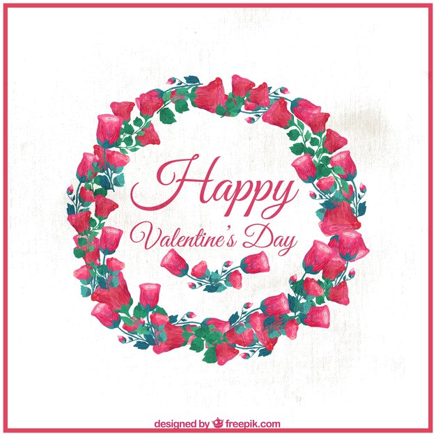 Wreath of happy valentine's roses