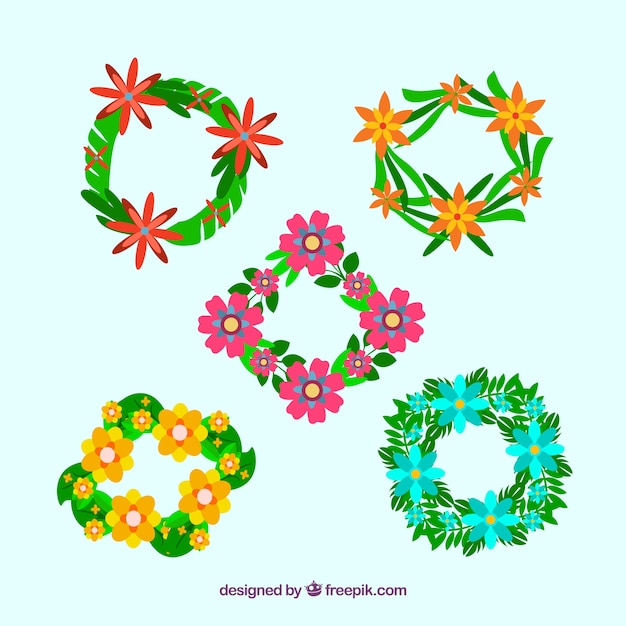 Free Vector wreaths with exotic flowers