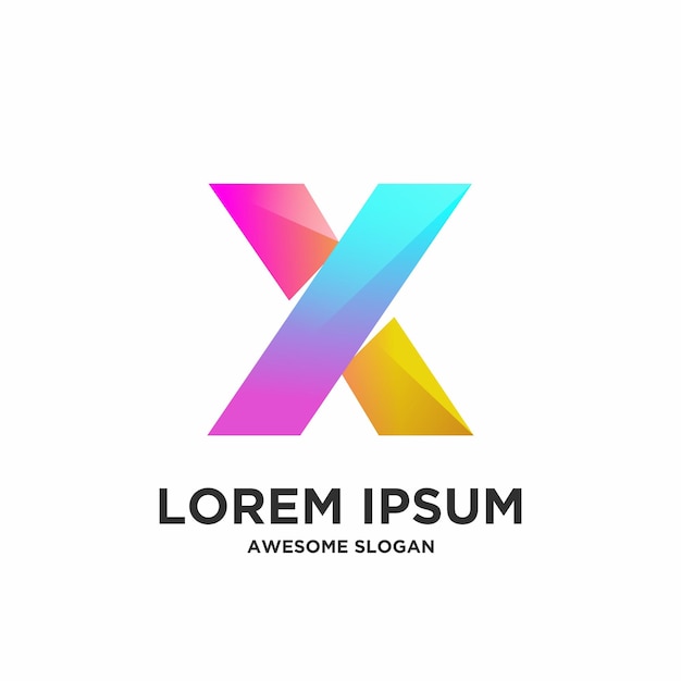 X letter logo gradient colorful illustration