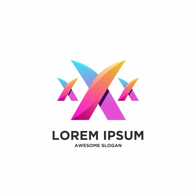 X letter logo gradient colorful illustration