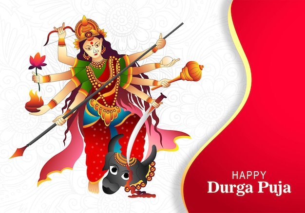 X9Happy durga puja india festival holiday card illustration background