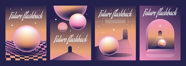 Free Vector y2k aesthetic poster and banner design layout