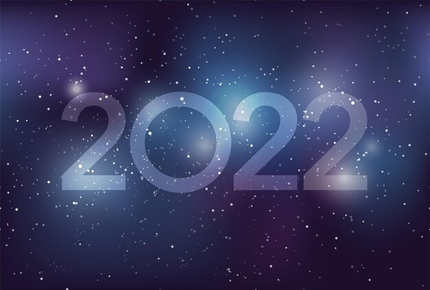 The year 2022 new years greeting card template with milky way galaxy stars and nebula