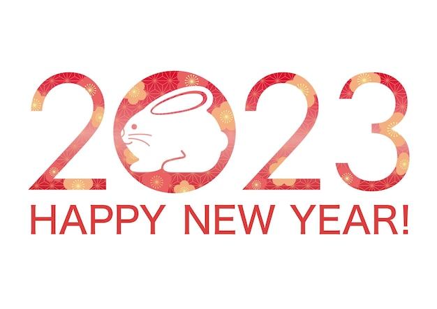 The Year 2023 The Year Of The Rabbit Greeting Symbol With A Rabbit Mascot Decorated With Japanese