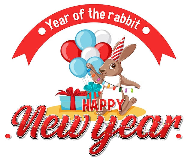 Free Vector year of the rabbit happy new year banner