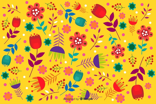 Yellow background with floral design