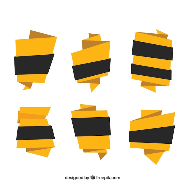 Free Vector yellow banners of origami