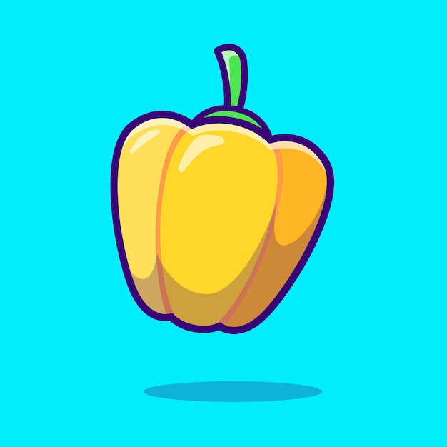 Yellow Bell Pepper Cartoon Vector Icon Illustration Food Nature Icon Concept Isolated Premium Flat