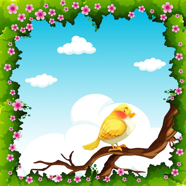 Free Vector yellow bird on the branch