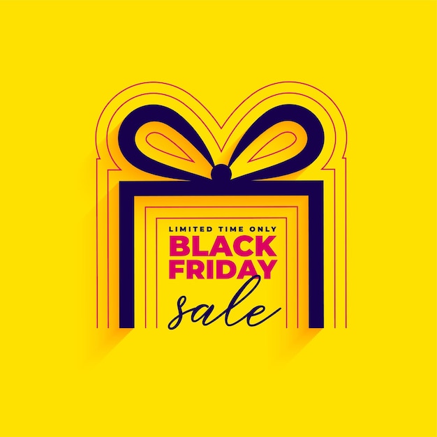 Free Vector yellow black friday festive sale template with creative giftbox design