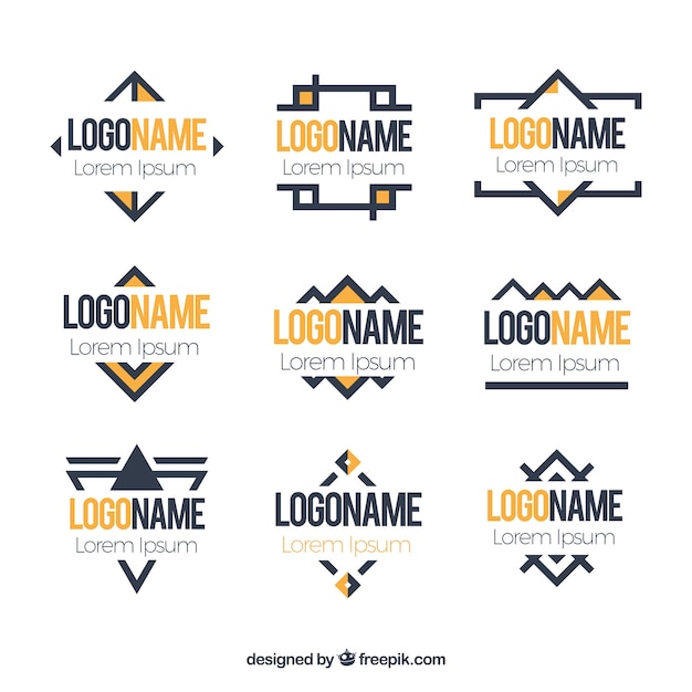 Free Vector yellow and black geometric logos in monoline style