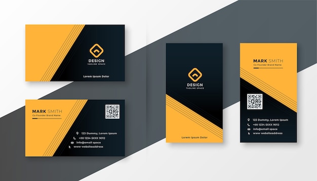 Yellow and black simple business card design template