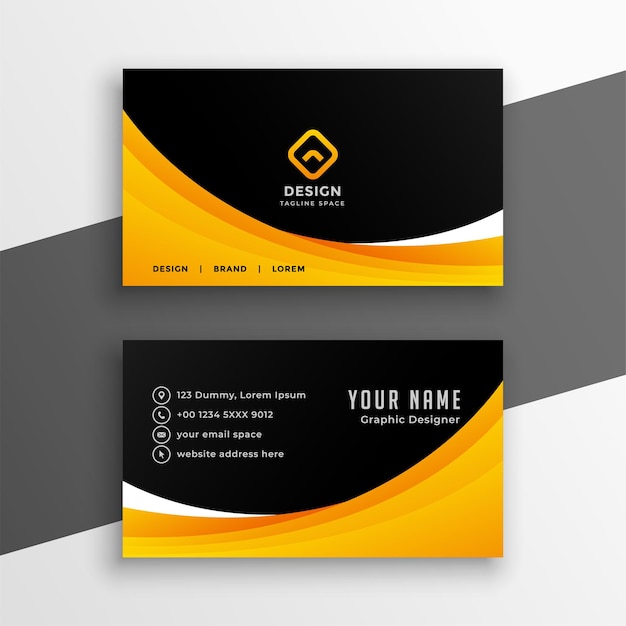 Yellow black wavy business card template