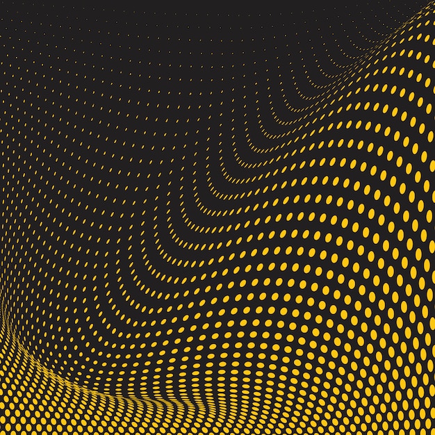 Yellow and black wavy halftone background vector