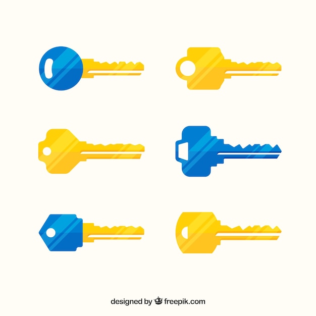 Free Vector yellow and blue key collection