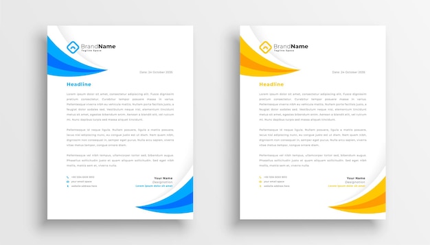 Yellow and blue modern letterhead template