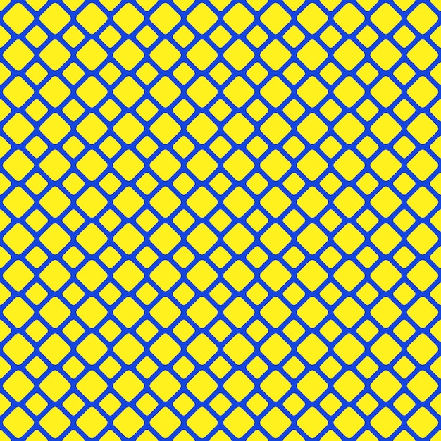 Yellow and blue seamless rounded square grid pattern background - vector graphic