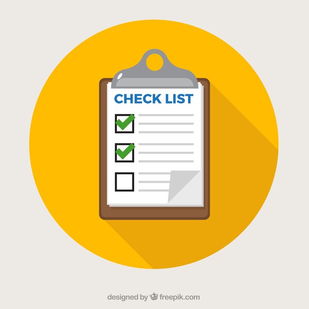 Yellow circle with clipboard and checklist