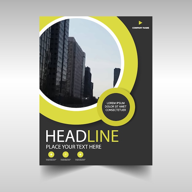 Yellow circular profesional business brochure template