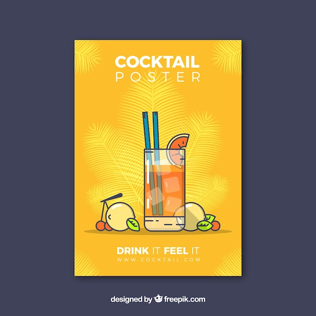 Free vector yellow cocktail poster