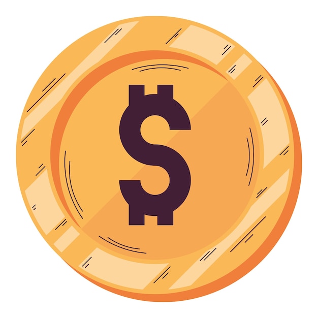 Free Vector yellow coin with dollar symbol