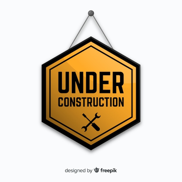 Yellow under construction flat sign