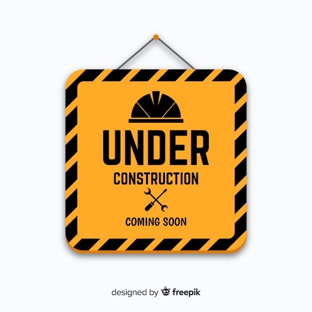 Yellow under construction flat sign