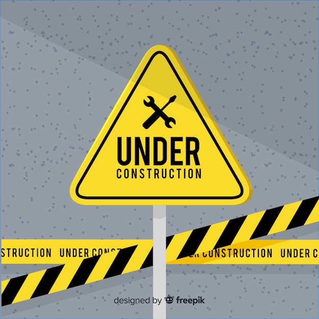 Yellow under construction flat sign