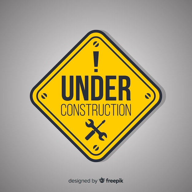 Yellow under construction flat sign