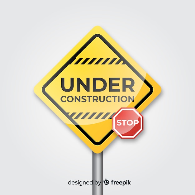 Yellow under construction realistic sign