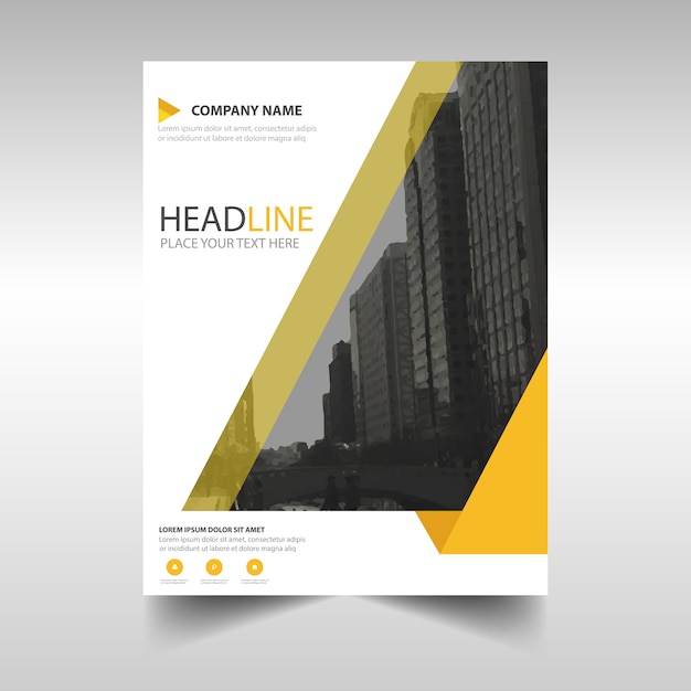 Free Vector yellow creative annual report book cover template