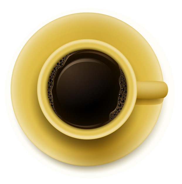 A yellow cup with coffee