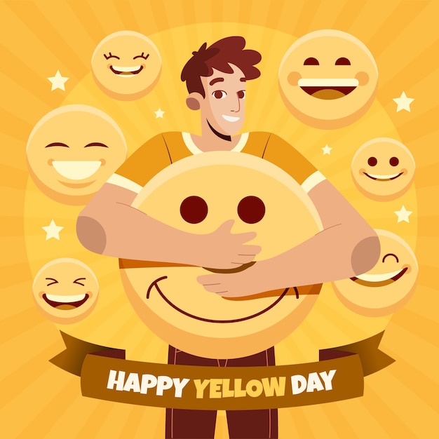 Free Vector yellow day flat illustration