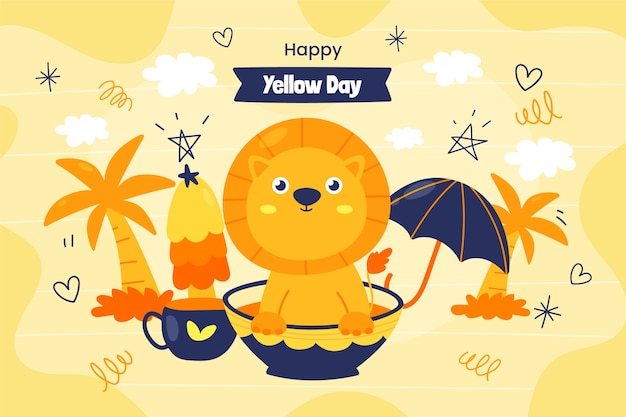 Yellow day hand drawn background