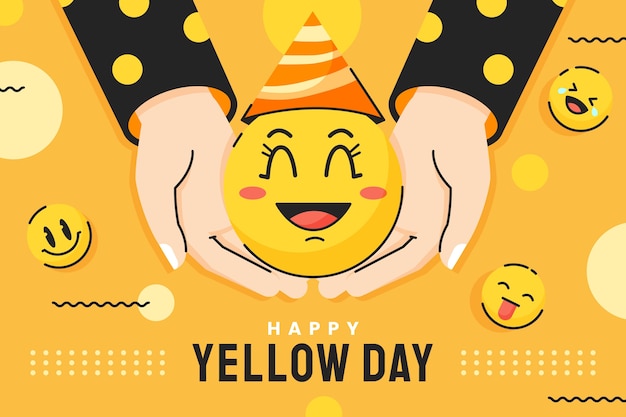 Yellow day hand drawn flat background