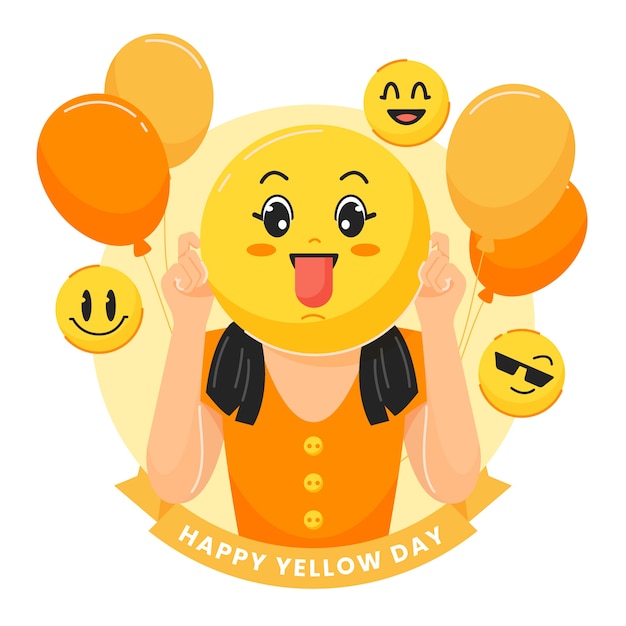 Yellow day hand drawn flat illustration