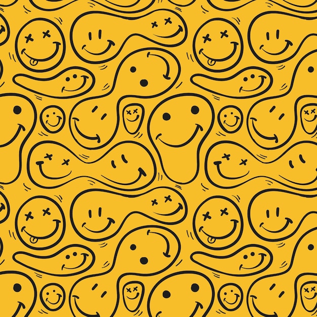 Yellow distorted emoticons pattern