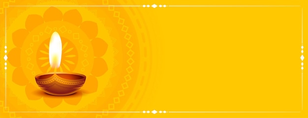 Yellow diwali banner with text space