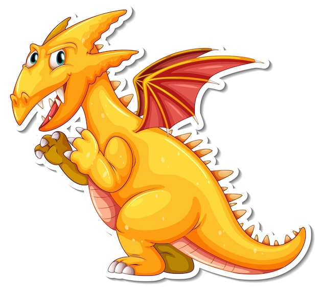 Free vector yellow dragon cartoon character sticker