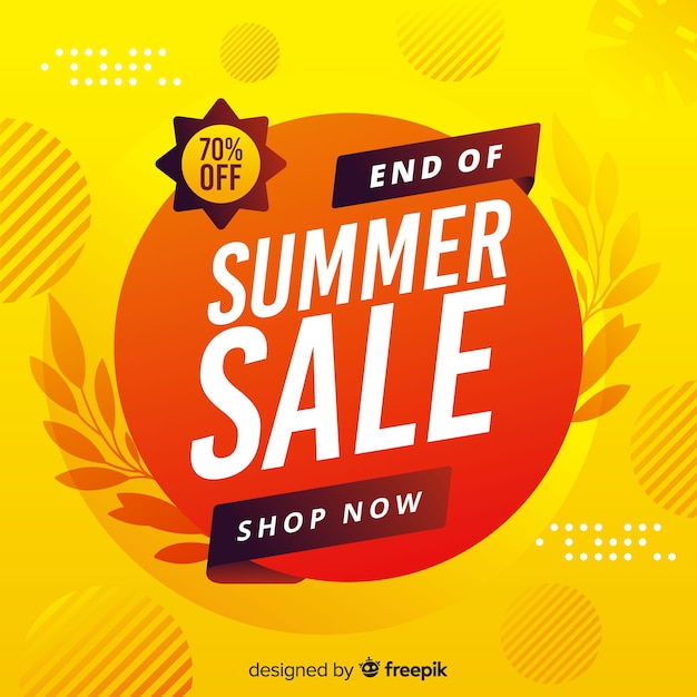 Yellow end of summer sales background