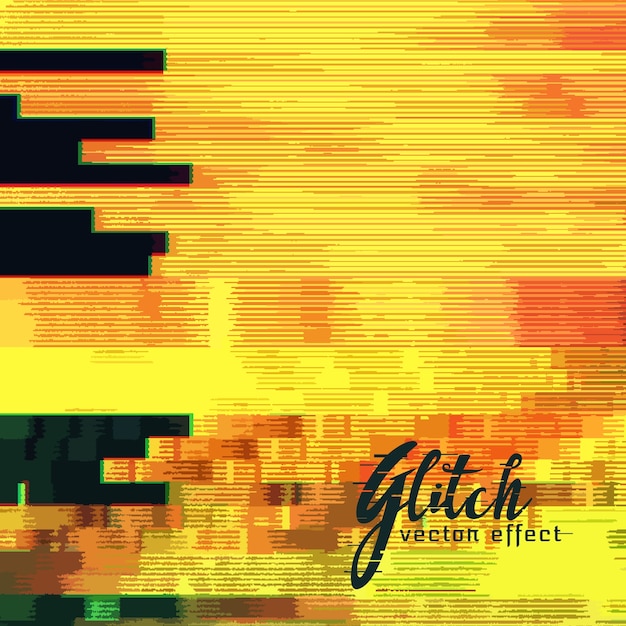 Yellow glitch background vector