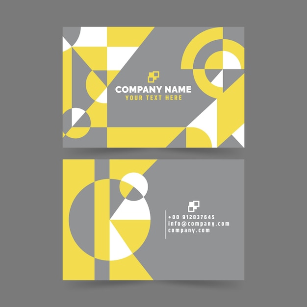 Yellow and gray abstract business cards