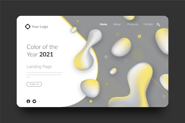 Free Vector yellow and gray abstract landing page