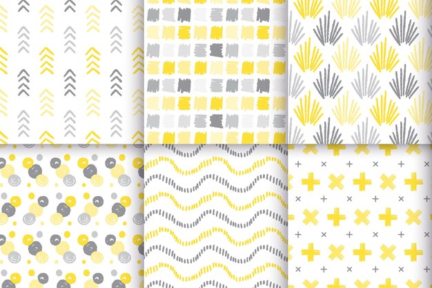 Yellow and gray hand drawn pattern set theme