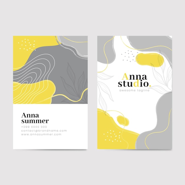 Yellow and gray organic business cards template