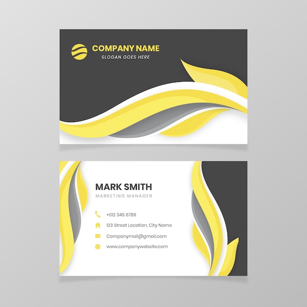 Yellow and grey business card template