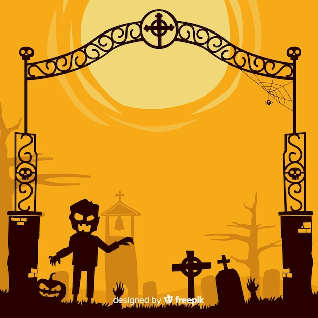 Free Vector yellow halloween vintage frame