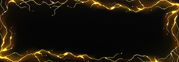 Free vector yellow lightning frame on transparent background